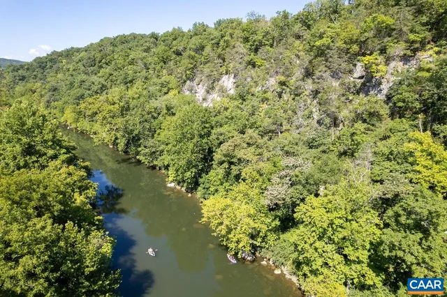 a view of a field with a lush green forest