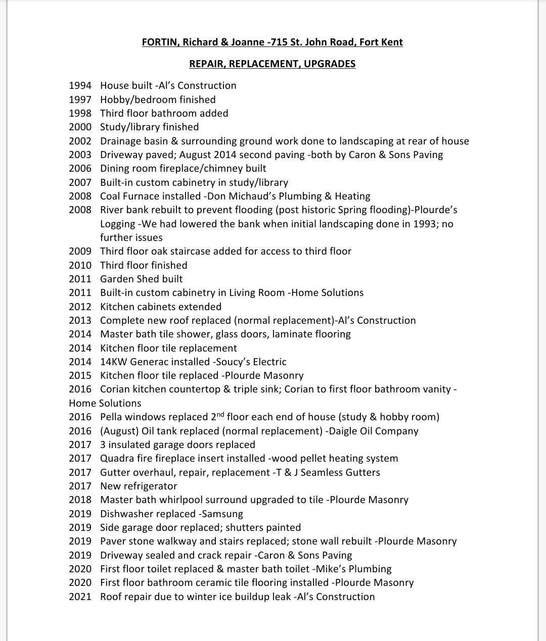 715 St John Road Fort Kent, ME 04743 - Photo 110 of 138 Repairs Summary Screenshot_20210503-2221