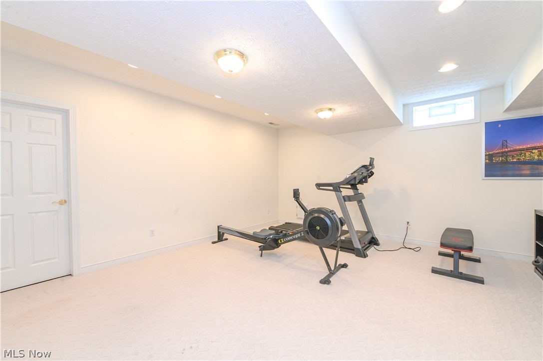 1688 Sheridan Road South Euclid, OH 44121 - Photo 41 of 48 Exercise area featuring carpet floors and a textured ceiling