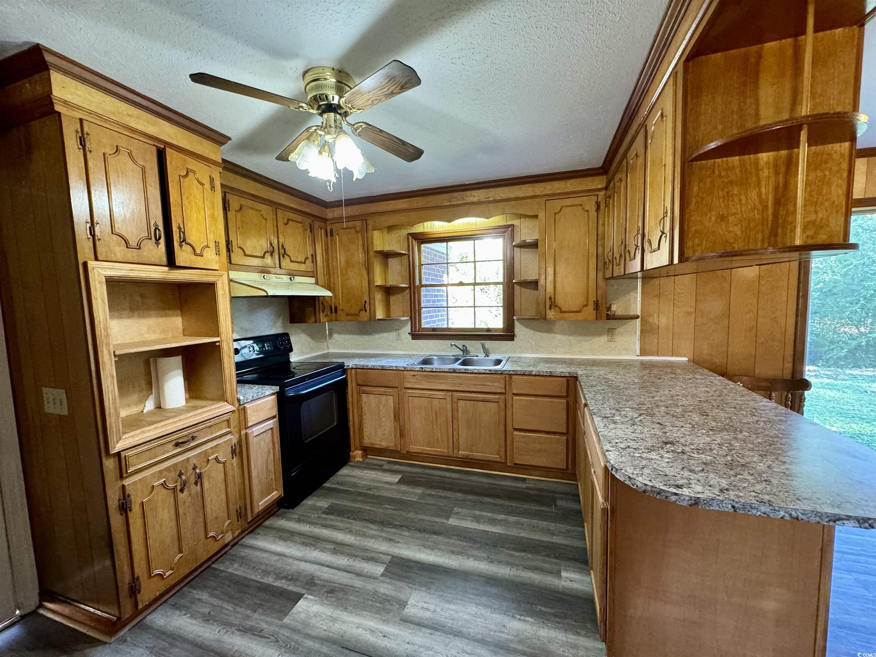 409 North Main Street Hemingway, SC 29554 - Photo 8 of 27 Kitchen with kitchen peninsula, ceiling fan, a tex