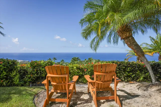 an outdoor space with furniture