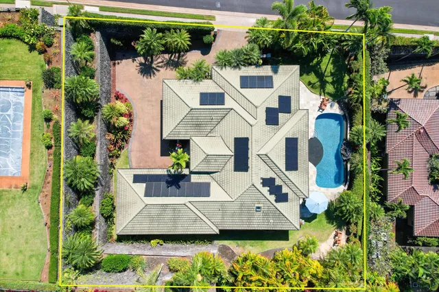 an aerial view of residential houses with plants and tree