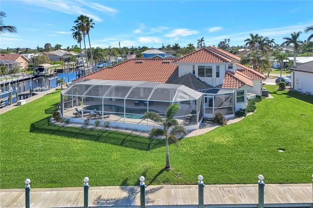 a aerial view of a house with a garden