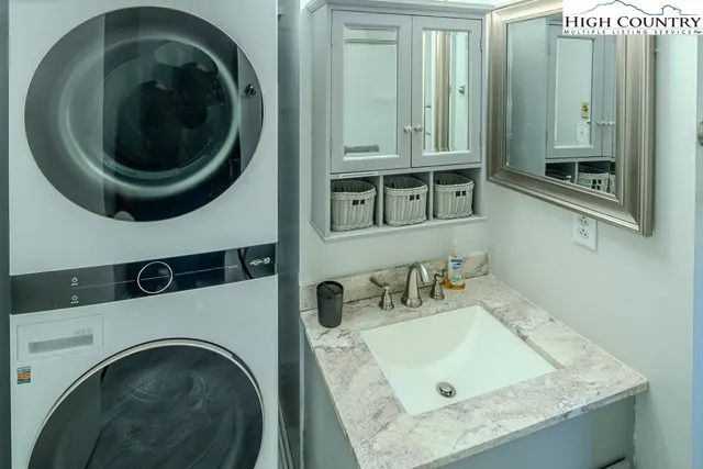 a utility room with a washer and dryer