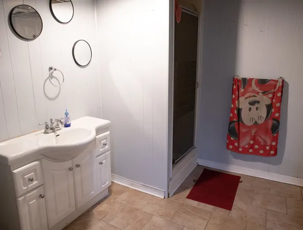 a front view of a house with a yard covered with snow and trees