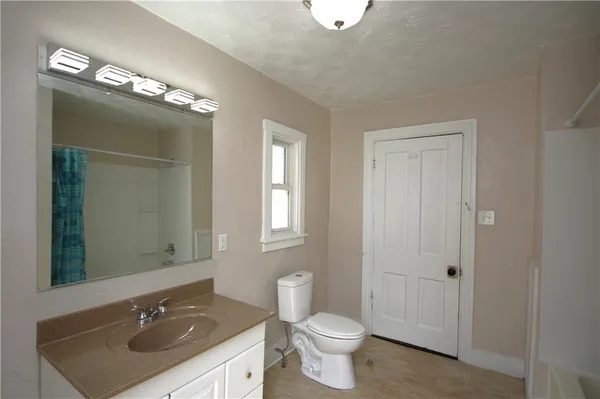 a bathroom with a bathtub
