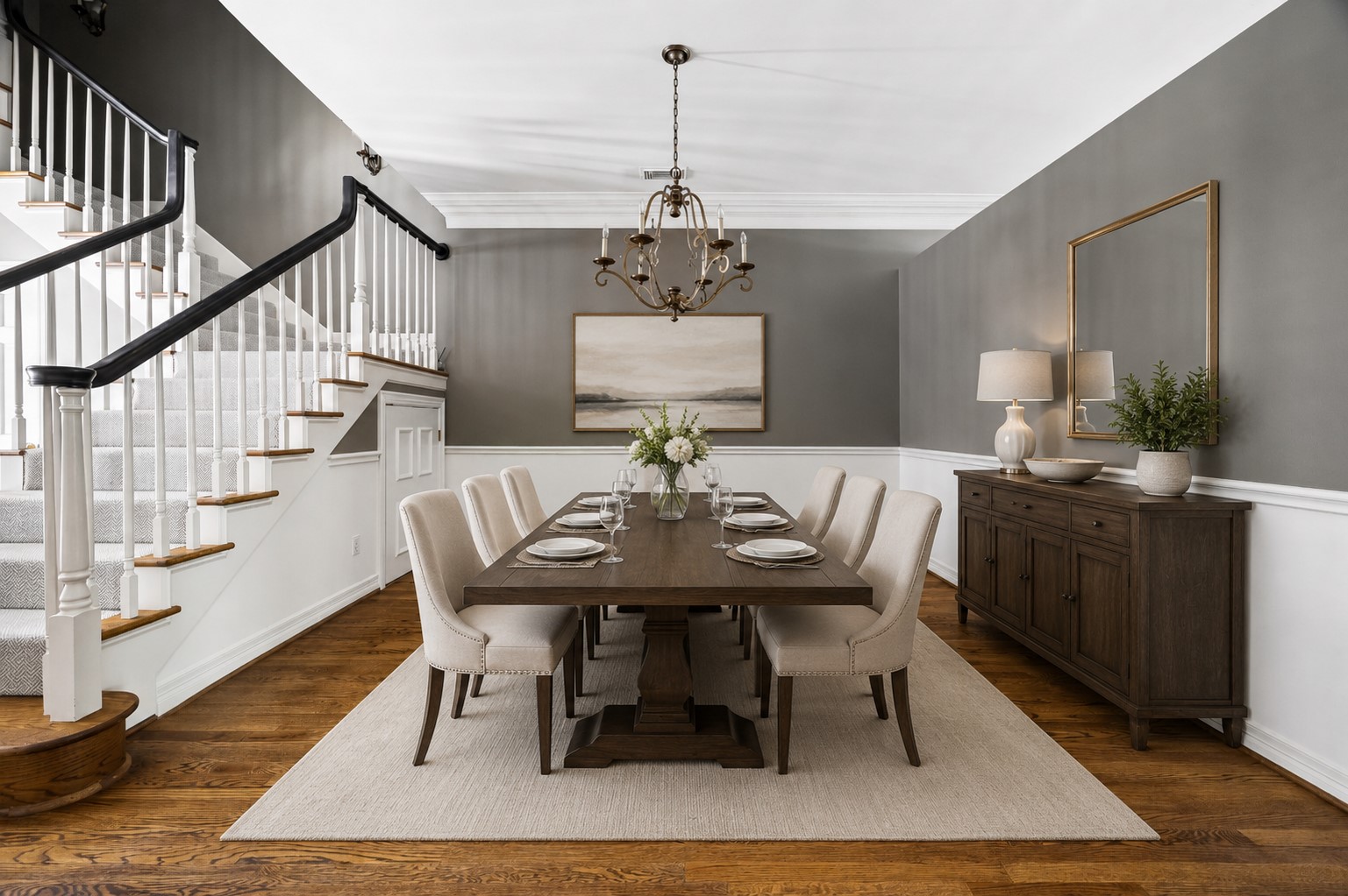 6022 Burgoyne Road Houston, TX 77057 - Photo 4 of 30 Elegant gathering space highlighted by rich hardwood flooring, designer lighting, and timeless architectural details. *VIRTUALLY STAGED*