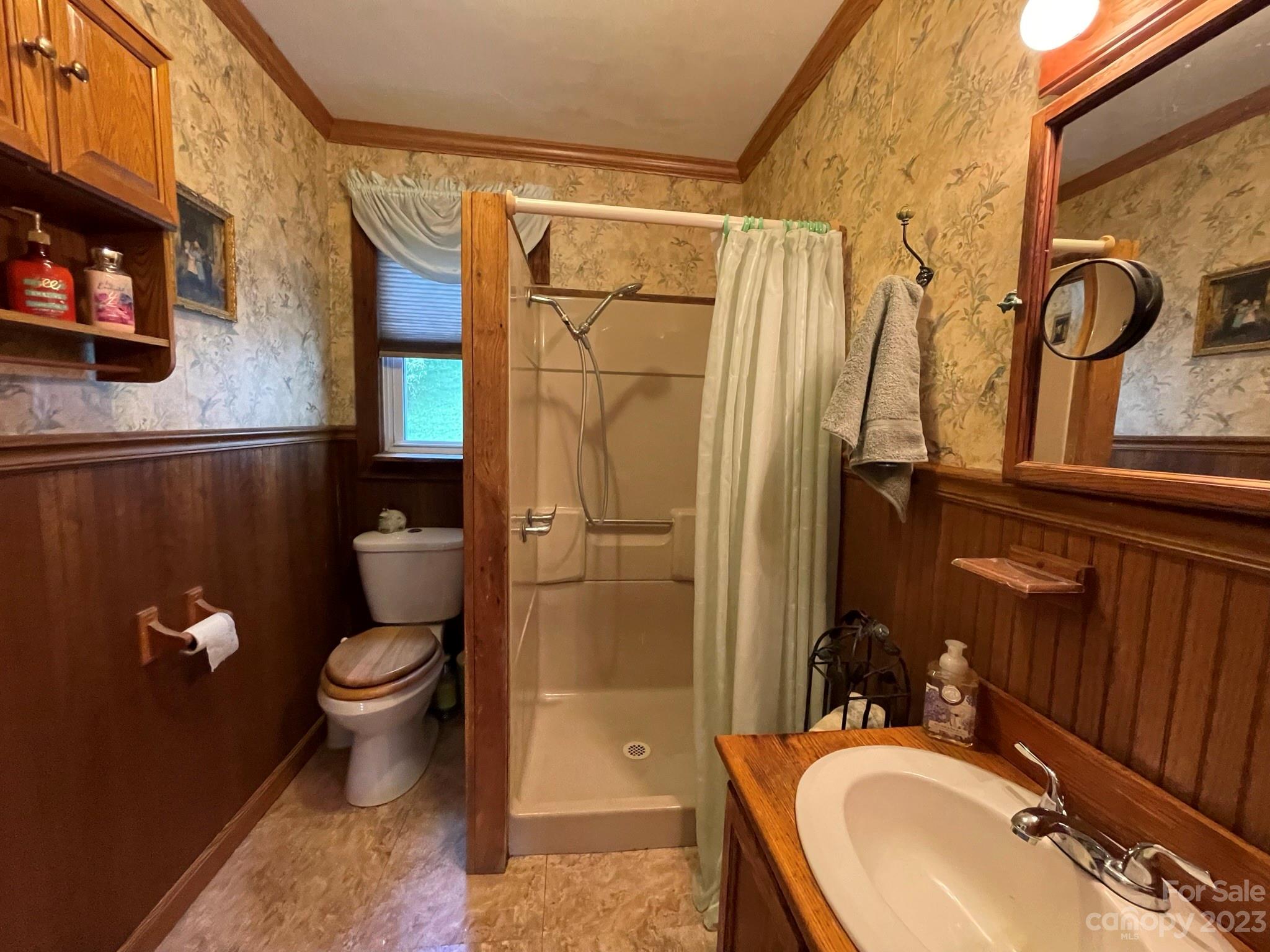 164 Rabbit Run Marshall, NC 28753 - Photo 12 of 27 a bathroom with a granite countertop sink toilet and shower
