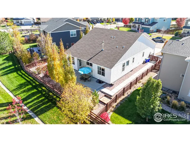 a aerial view of a house with a swimming pool