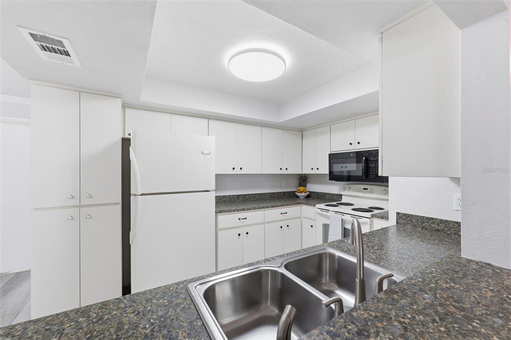 9204 Golf View Drive New Port Richey, FL 34655 - Photo 12 of 39 a kitchen with stainless steel appliances granite countertop a sink stove and refrigerator