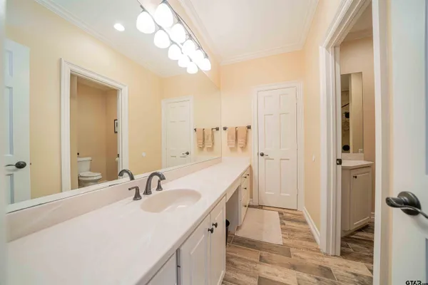 a view of a lake with a city view