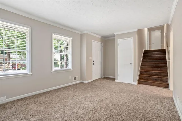 an empty room with windows