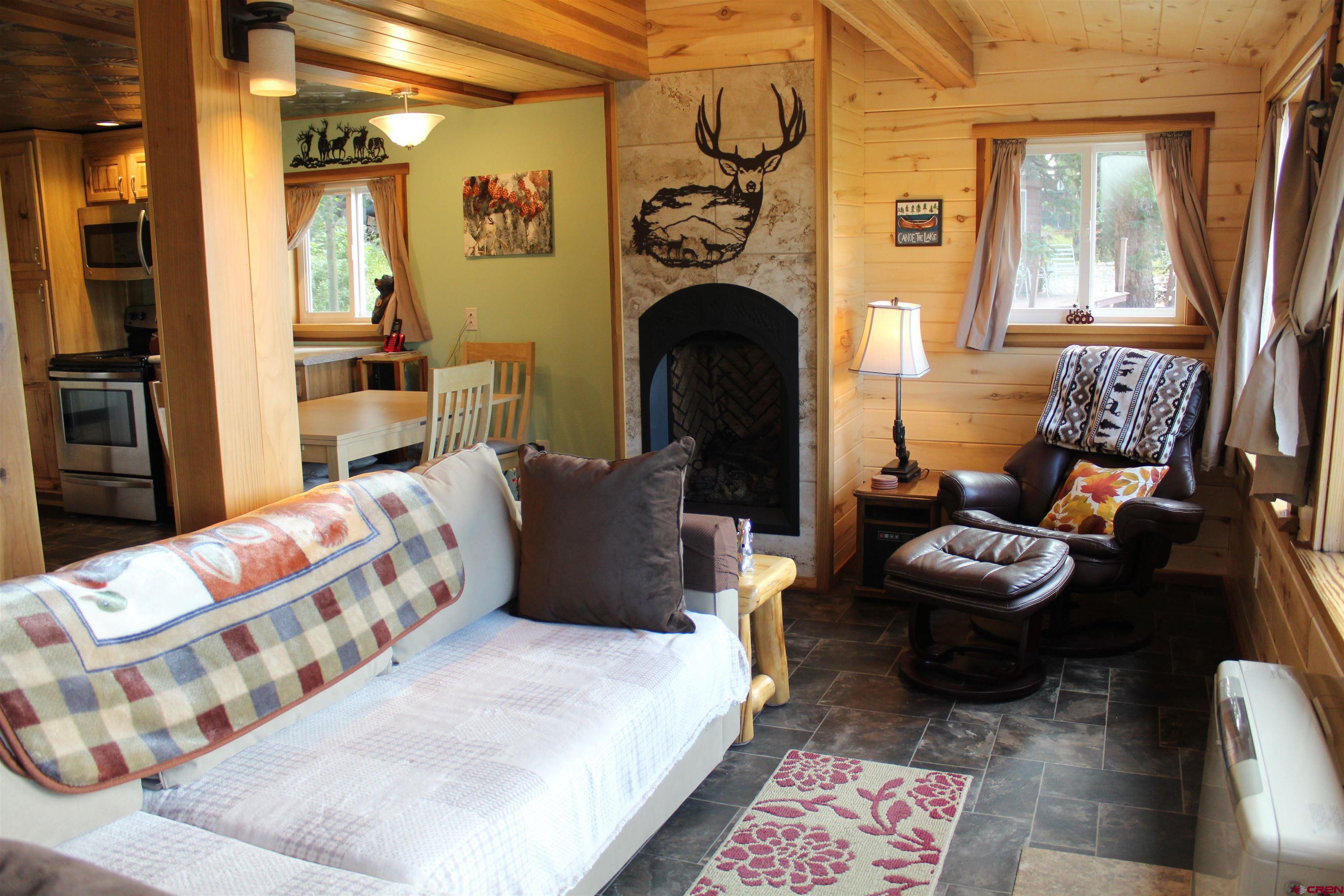 21629 Baron Lake Drive Cedaredge, CO 81413 - Photo 8 of 34 a living room with furniture and a fireplace