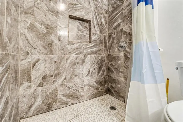 a bathroom with a shower