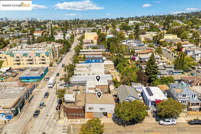 an aerial view of residential building with parking space