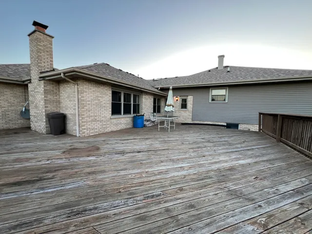 a view of a terrace with a bench