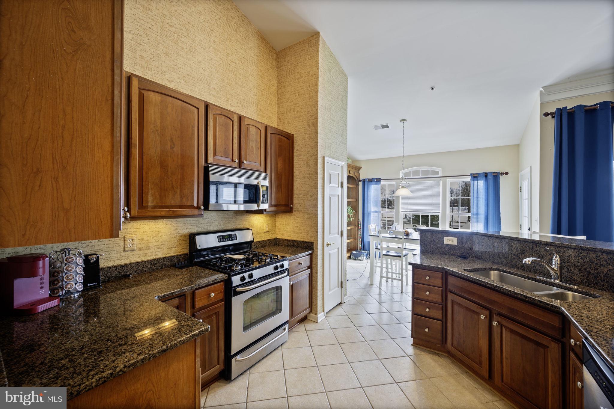 2602 Clarion Court, Unit 404 Odenton, MD 21113 - Photo 19 of 38 a kitchen with granite countertop a stove sink and cabinets