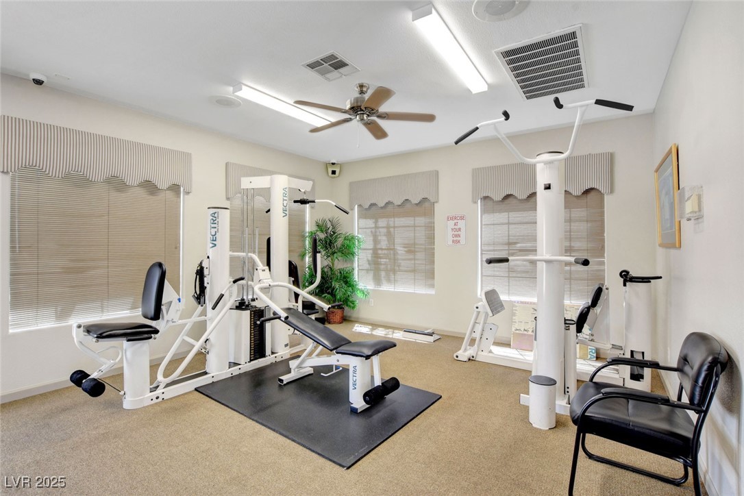 516 Crimson View Place Las Vegas, NV 89144 - Photo 61 of 66 Exercise area featuring a ceiling fan