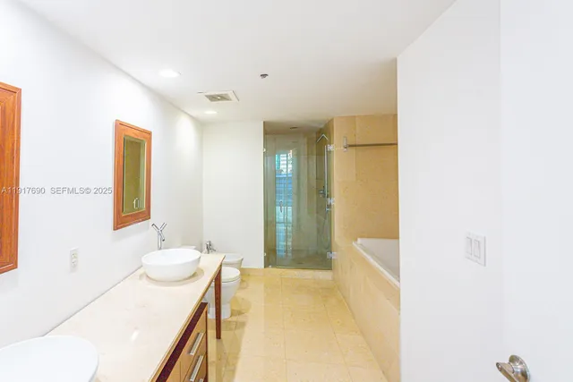 a bathroom with a bathtub