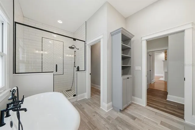 a bathroom with a shower
