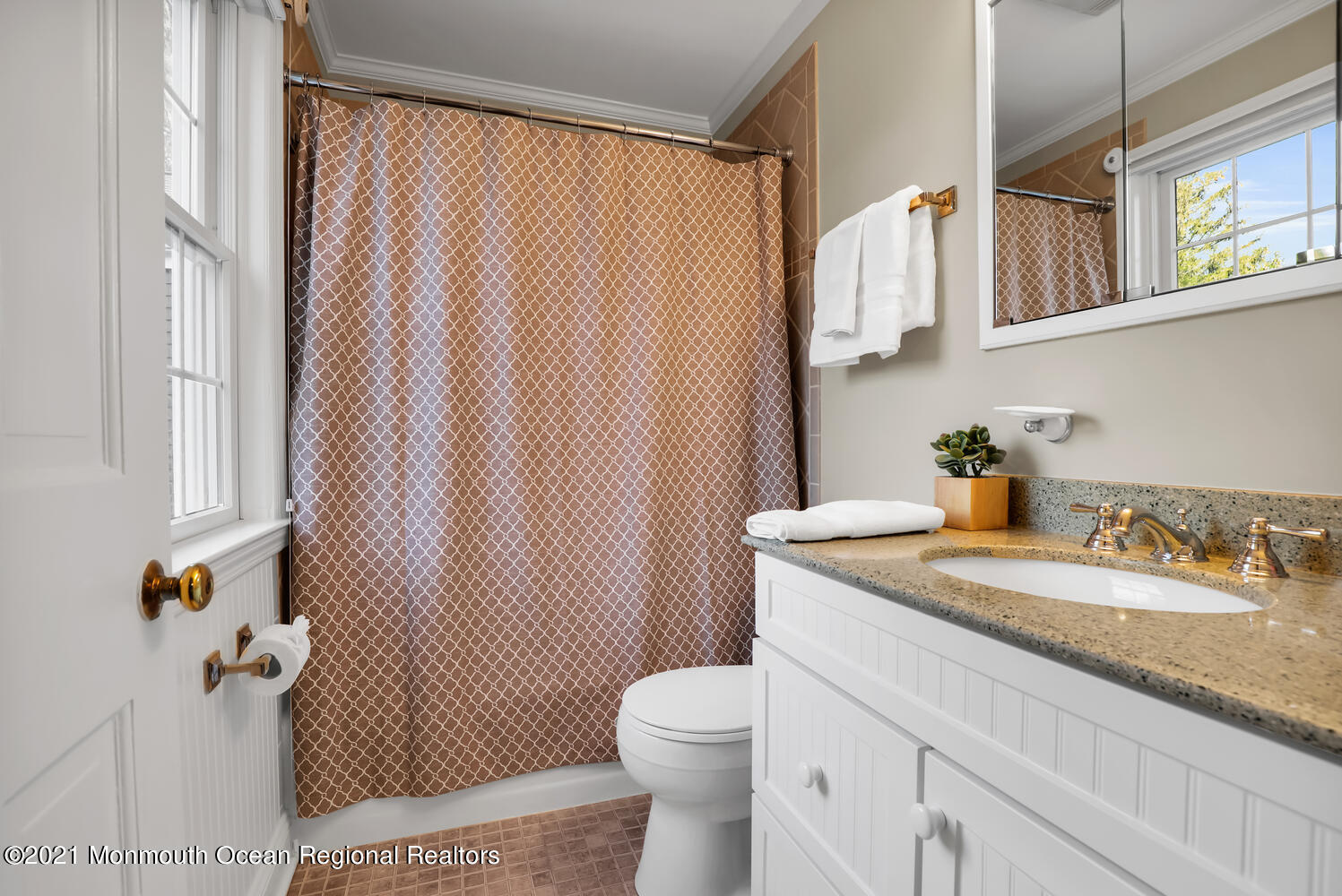 122 Browns Dock Road Middletown, NJ 07716 - Photo 27 of 54 a bathroom with a granite countertop sink toilet and mirror