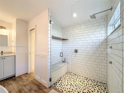 a bathroom with a shower