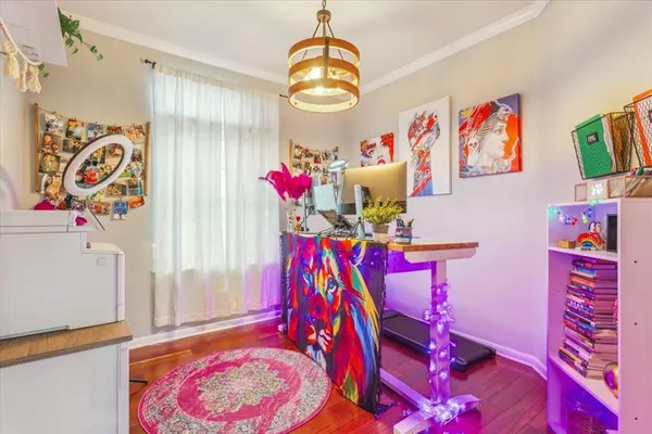 a storage room with furniture