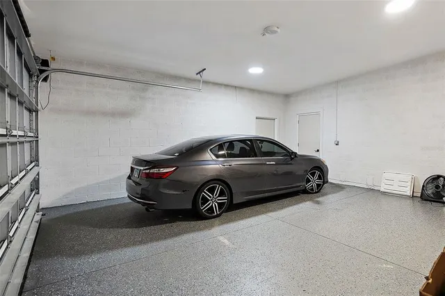 a car parked in a garage