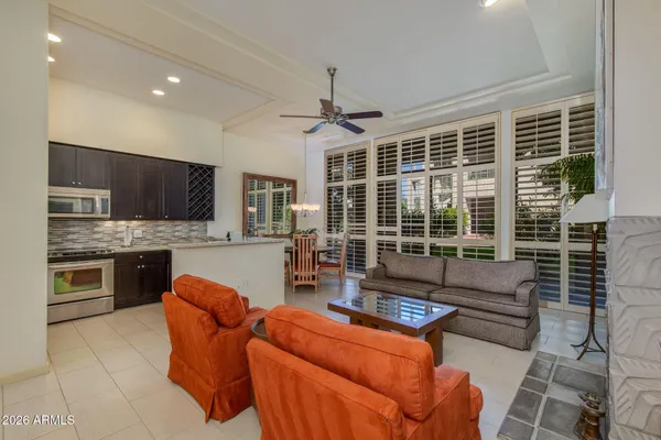 a view of a city with mountains in the background