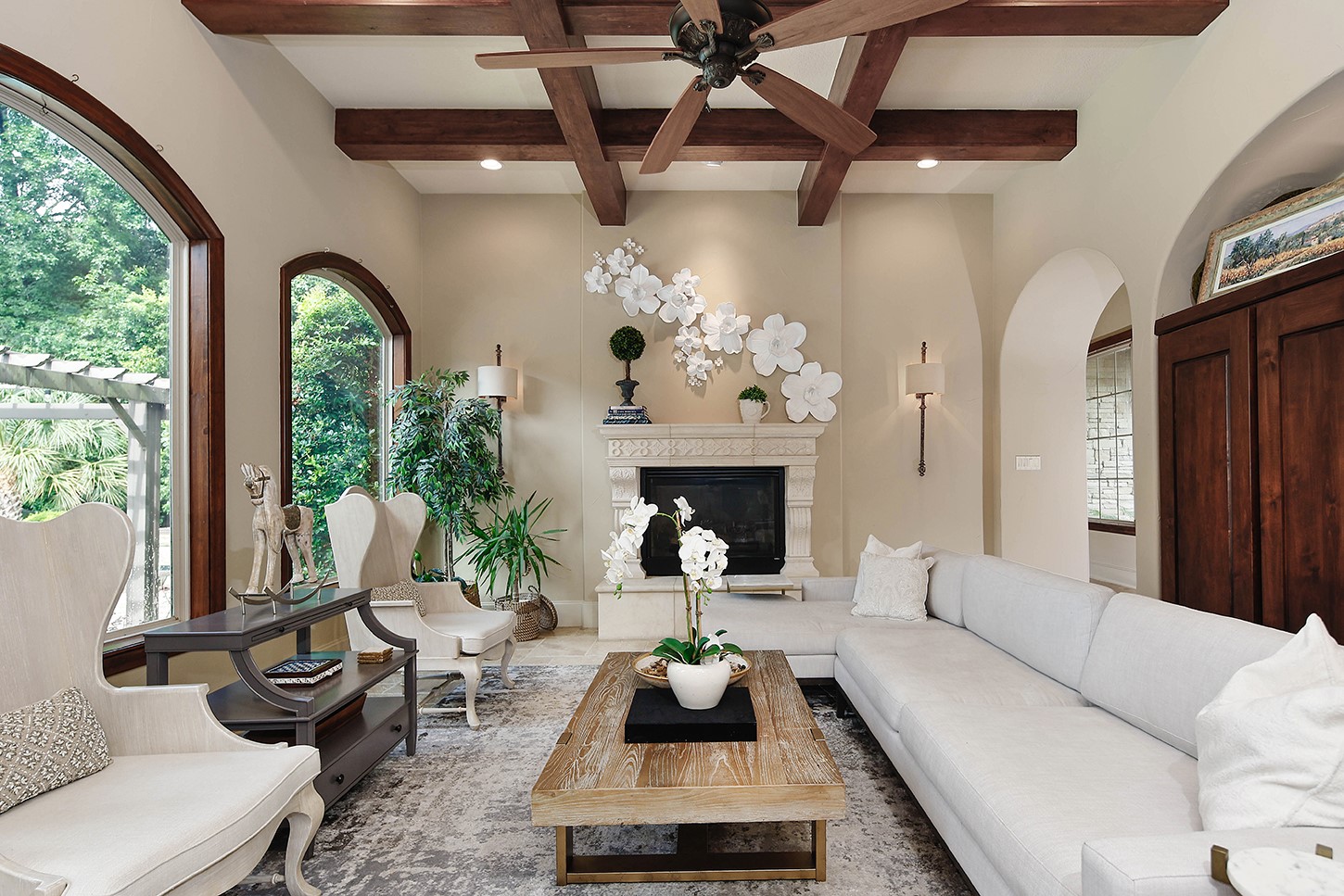 119 Angel Leaf Road The Woodlands, TX 77380 - Photo 9 of 50 a living room with furniture and a fireplace