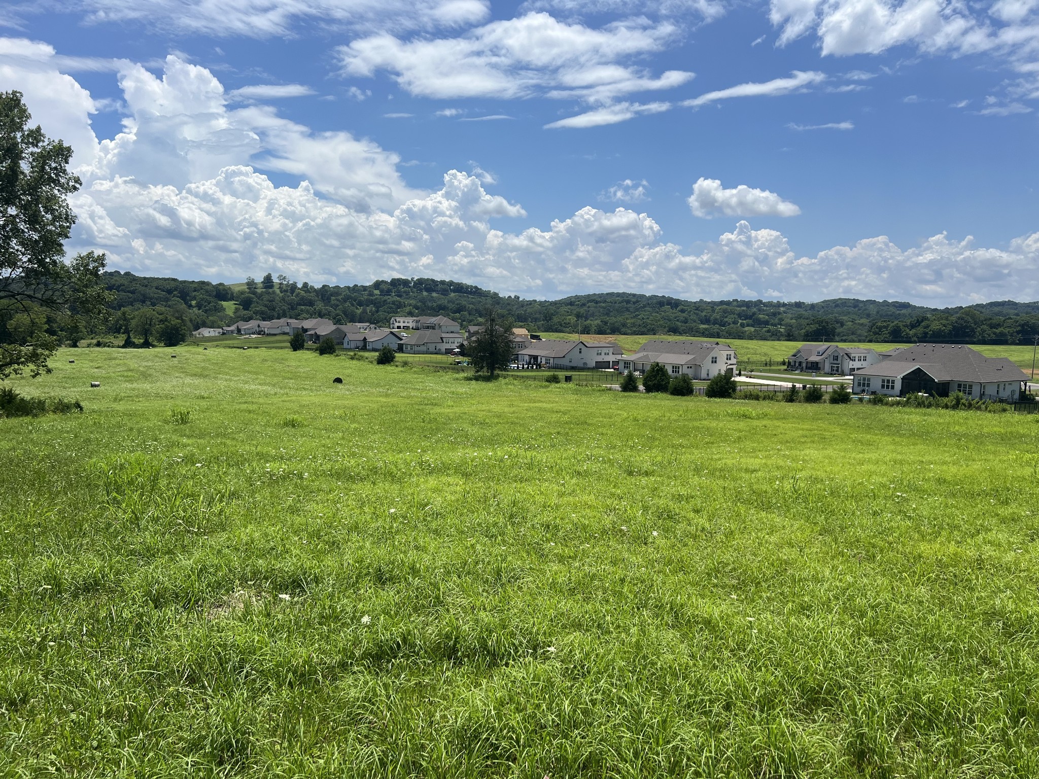 a view of a golf course with an trees
