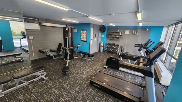 a room with gym equipment