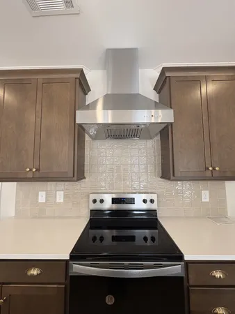 a kitchen with lots of counter top space