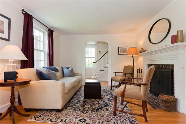 11 Stafford Road Newton, MA 02459 - Photo 5 of 21 a living room with furniture and a fireplace
