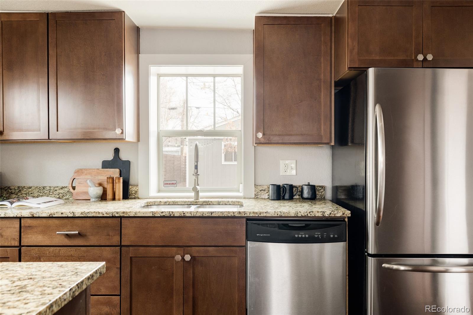 3100 North High Street Denver, CO 80205 - Photo 8 of 28 a kitchen with a refrigerator and a sink