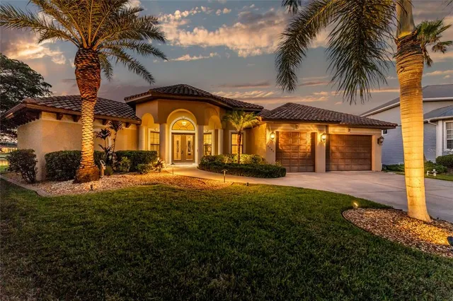 a house view with a swimming pool