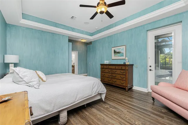 a view of a swimming pool with a porch