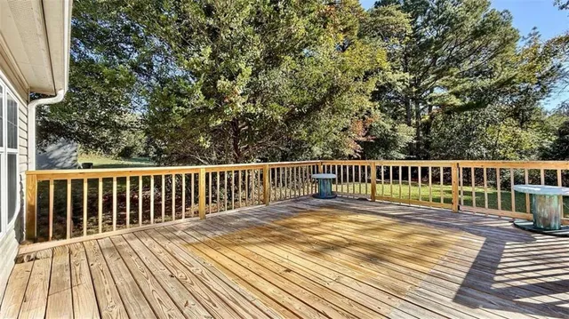 a view of a wooden deck