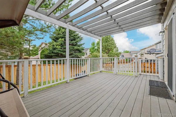 a view of a wooden deck