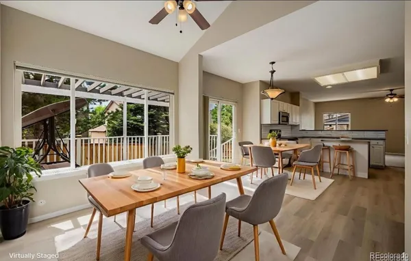 a outdoor space with furniture and wooden floor