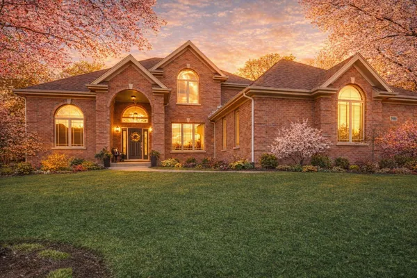 a front view of a house with a yard