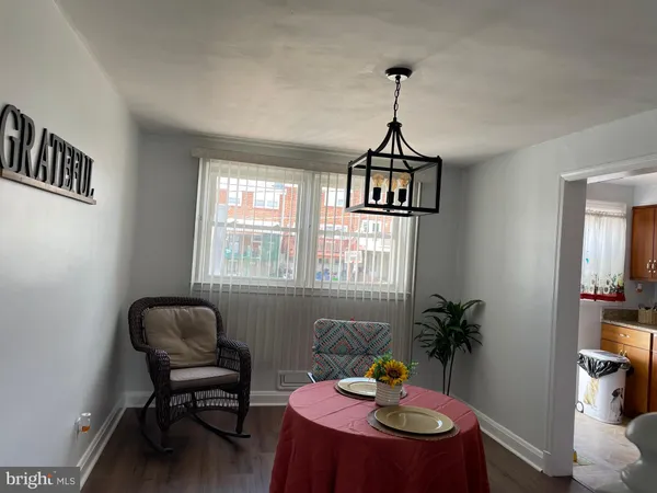 a table and chairs in a room