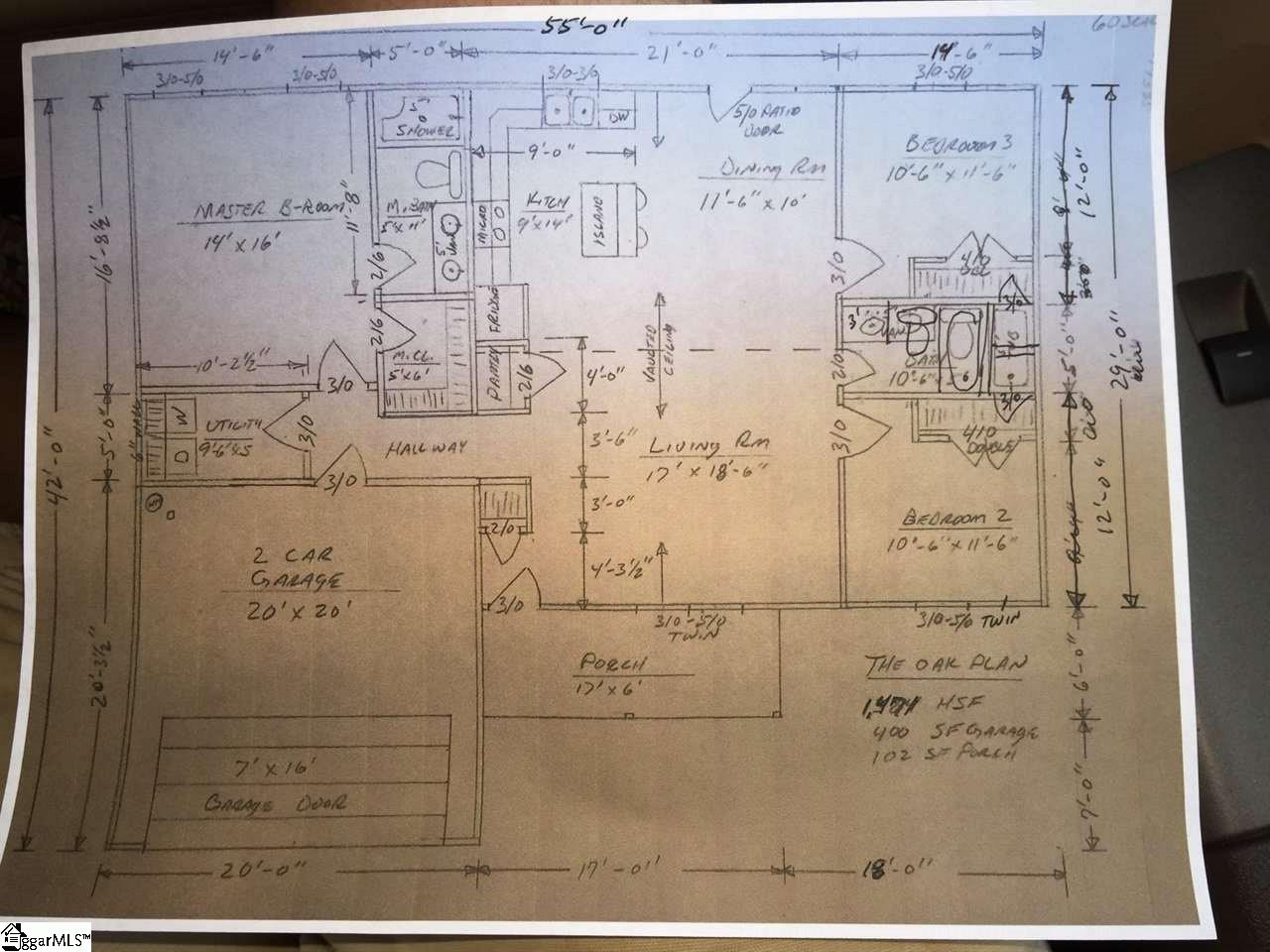 Floor plan for home under construction.