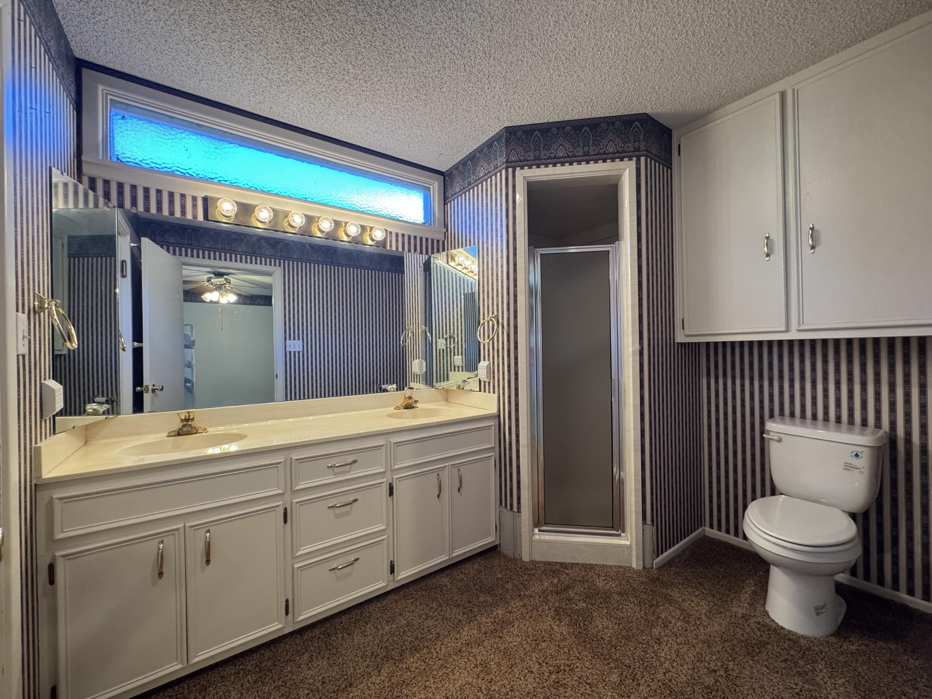 2208 South 4th Street Lamesa, TX 79331 - Photo 18 of 36 a bathroom with a toilet sink and mirror