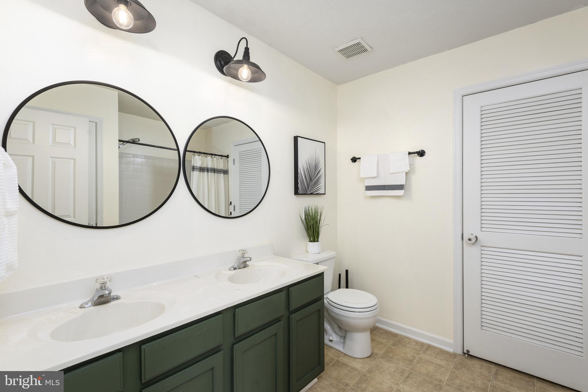 1208 Painted Fern Road Denton, MD 21629 - Photo 24 of 39 a bathroom with a toilet a sink and a mirror