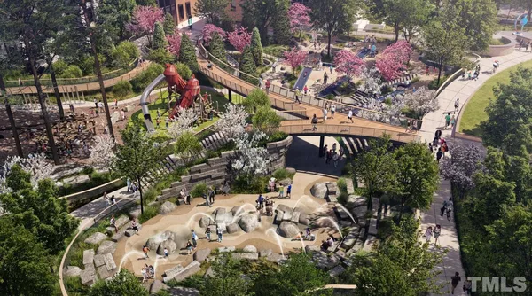 a view of a backyard with sitting area and tree s