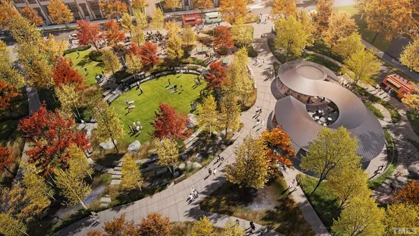 a view of a lake with a building in front of it