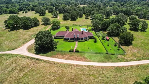 an aerial view of a house