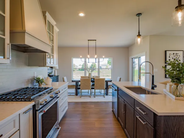 a kitchen with lots of counter top space