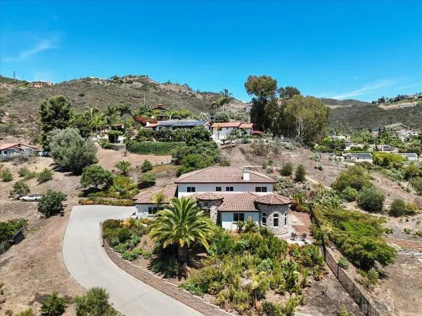 an aerial view of a house